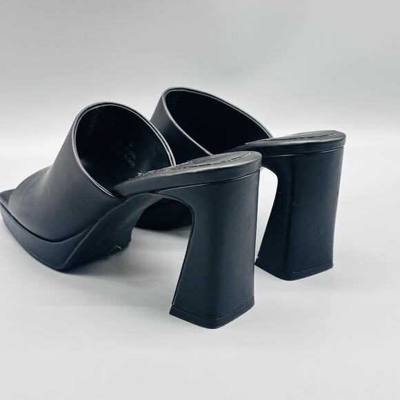 Jeffrey Campbell Shoes Womens 6 Black Platform Caviar Mules Heels Square Toe - Picture 5 of 12